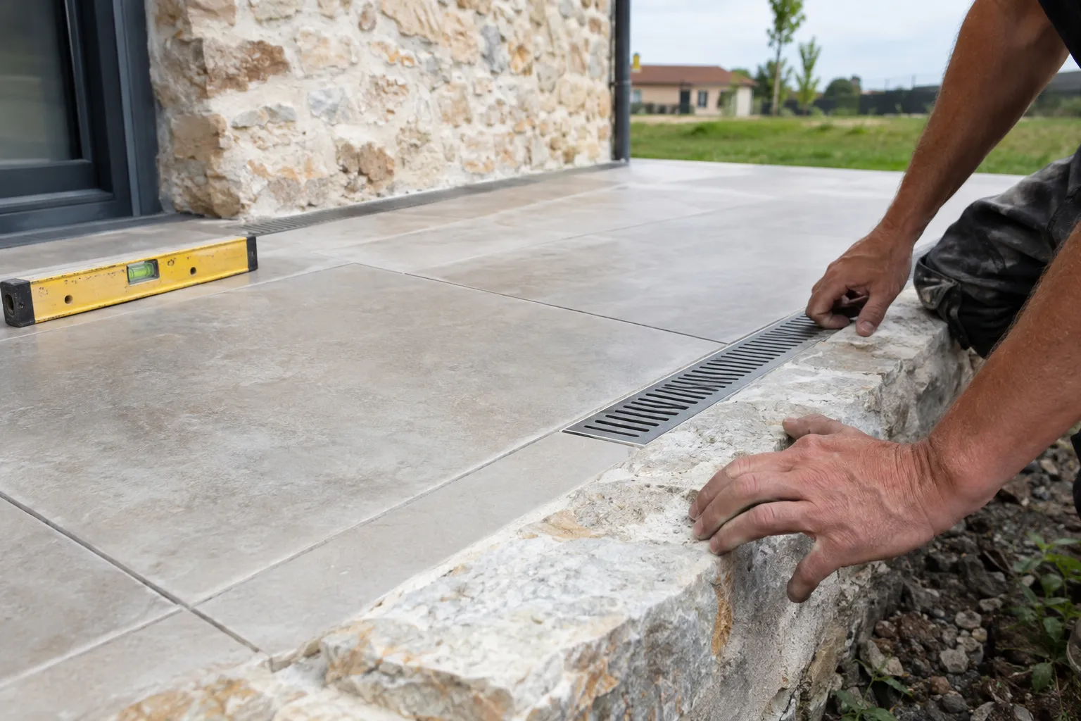 Finition d’une terrasse carrelée antidérapante